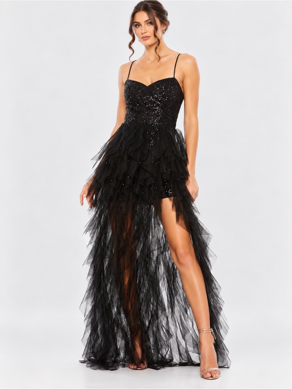 Mac Duggal Sequined Sweetheart Tulle Gown Size 8
